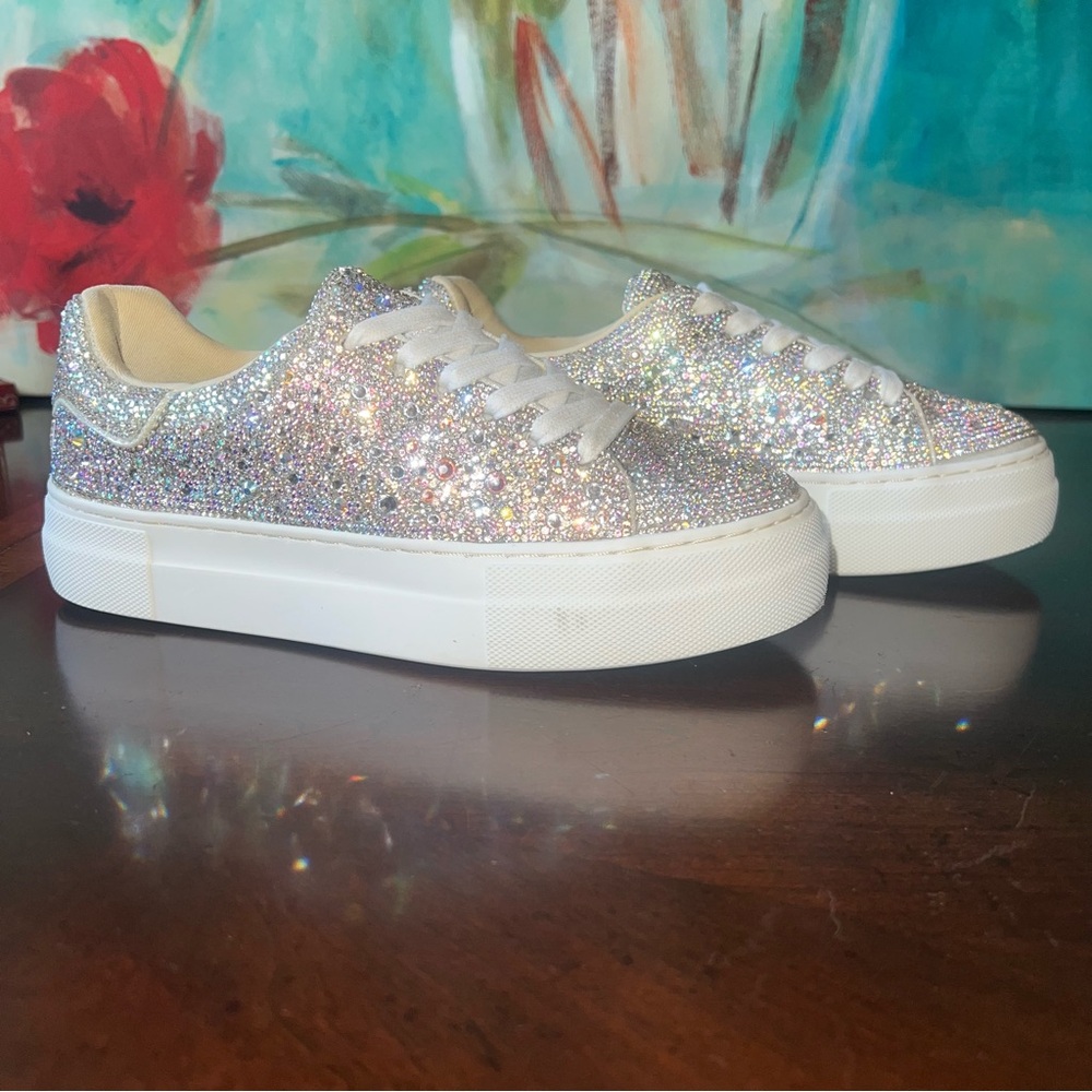 Betsey Johnson Silver Glitter Sneakers